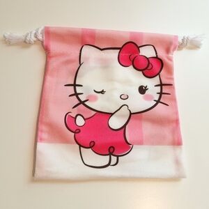 Hello Kitty Pink & White Drawstring Pouch , New